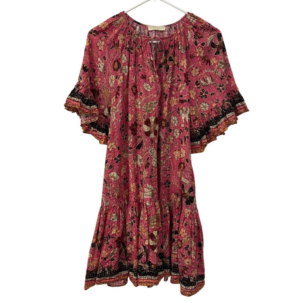Ulla Johnson Malie Mini Dress Size 6 Pink Floral Flutter Ruffle Feminine Read